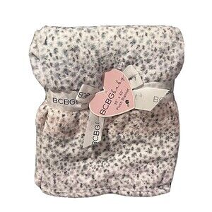 BCBG Baby Blanket Tiny Flowers Colorful Stripe Pattern Floral Print Girls New